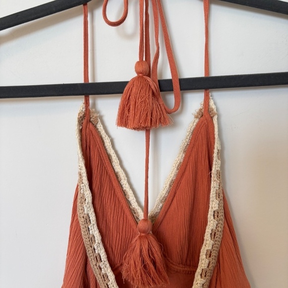 American Eagle Macrame Romper Size Small Burnt Orange - Picture 5 of 6